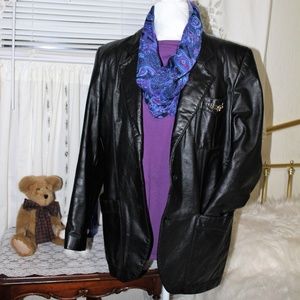 NWOT Women’s Aigner black Leather Blazer Sz 14